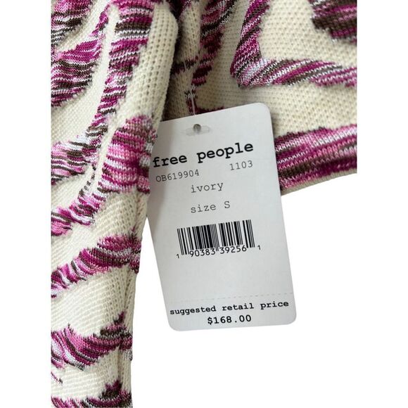 Free People Take Me Out Zebra Print Mini Sweater Dress Ivory Pink Size Small - Picture 7 of 10